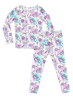 Пижамный комплект с рубашкой и брюками с длинными рукавами и брюками с длинными рукавами для маленьких девочек, маленьких девочек Bellabu Bear