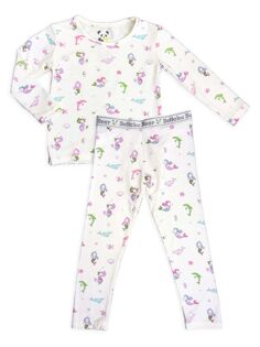 Пижамный комплект «русалка» с длинными рукавами и штанами для маленьких девочек и маленьких девочек Bellabu Bear