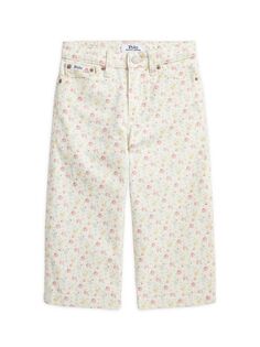 Широкие джинсы для маленьких девочек с цветочным принтом Polo Ralph Lauren