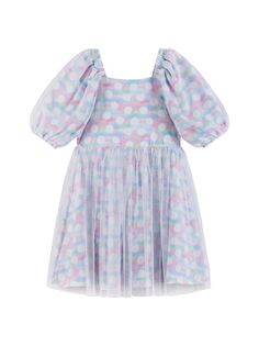 Платье из тюля с объемными рукавами в горошек для маленьких девочек Andy &amp; Evan, розовый