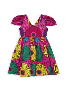 Платье с геометрическим рисунком Oye для маленьких девочек, маленьких девочек и девочек Elisamama, разноцветный