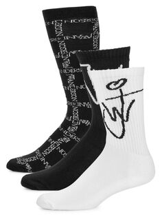 Носки с логотипом из смесового хлопка, упаковка из 3 шт. JW Anderson, черный