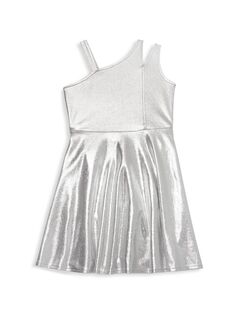 Платье фигуристки с эффектом металлик для девочки MIA New York, серебряный