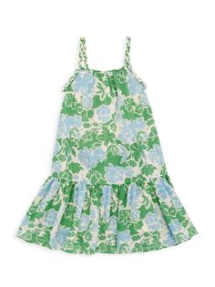 Плетеное платье с цветочным принтом Little Girl&apos;s &amp; Girl&apos;s Sara Imoga, зеленый