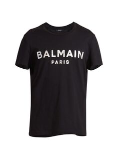 Футболка с металлизированным логотипом Balmain, черный