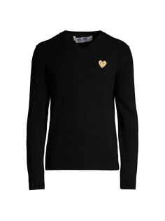 Шерстяной свитер с сердцем Comme des Garçons PLAY, черный