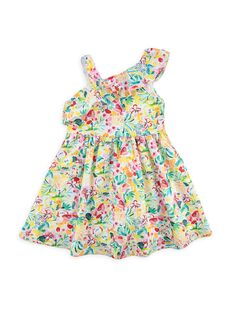 Платье на одно плечо с цветочным принтом для маленькой девочки Florence Eiseman, белый