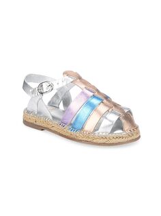 Кожаные сандалии Kora с ремешками для маленьких девочек и девочек Sam Edelman, серебряный