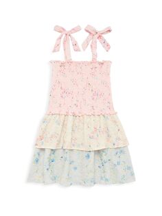 Присборенное платье с цветочным принтом для маленьких девочек и девочек Flowers by Zoe, разноцветный