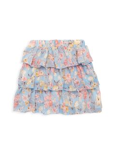 Ярусная юбка для маленьких девочек цветочным принтом Flowers by Zoe, зеленый