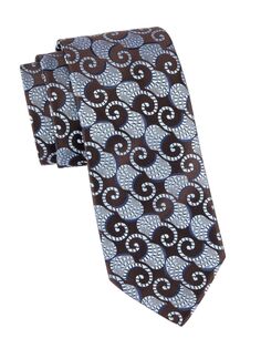 Шелковый галстук с вихревым узором Charvet, коричневый