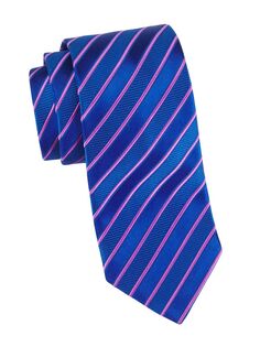 Шелковый жаккардовый галстук в диагональную полоску Charvet, синий