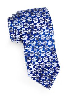 Шелковый жаккардовый галстук в диагональную полоску с затемненными краями Charvet, белый