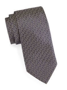 Шелковый галстук с жаккардовым узором Vine Charvet, серебряный