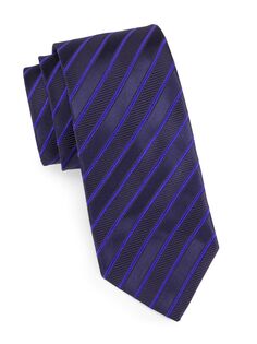 Шелковый жаккардовый галстук в диагональную полоску Charvet, синий