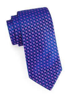 Шелковый жаккардовый галстук в диагональную полоску Charvet, розовый