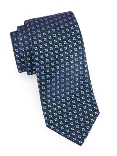 Шелковый жаккардовый галстук с цепочкой Mini Medallion Charvet, синий