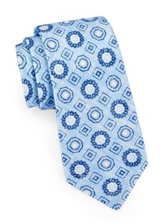 мозаичный шелковый галстук Kiton, синий