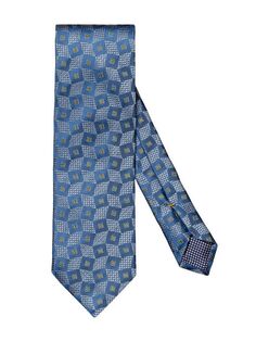 Шелковый жаккардовый галстук с геометрическим рисунком Eton, синий