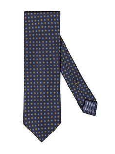 Шелковый галстук с геометрическим рисунком и цветочным принтом Eton, синий