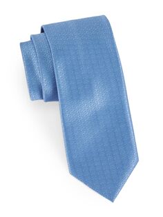 Шелковый галстук с тисненым логотипом ZEGNA, синий