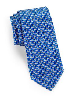 Шелковый галстук с мышью FERRAGAMO, синий