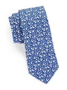 Шелковый галстук с зайчиками и цветочным принтом FERRAGAMO