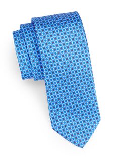 Шелковый галстук с цветочным принтом Canali, синий