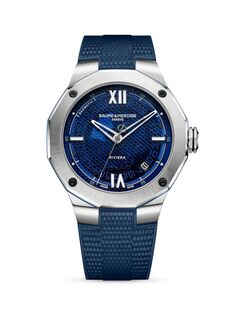 Часы Riviera из нержавеющей стали и каучука Baume &amp; Mercier, синий