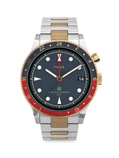 Традиционные часы Waterbury GMT из нержавеющей стали Timex, серебряный