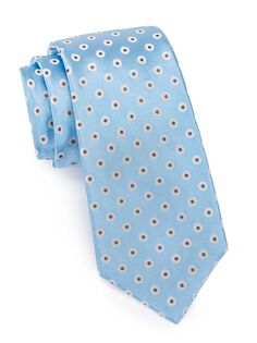 Шелковый галстук в горошек Kiton, синий