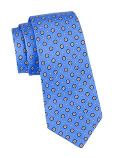 Шелковый галстук с цветочным принтом Kiton, синий
