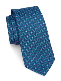 Цветочный шелковый галстук с бриллиантами Saks Fifth Avenue, нави