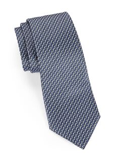 Шелковый галстук с треугольным принтом ZEGNA, синий