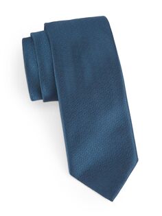 Шелковый галстук с тисненым логотипом ZEGNA, синий