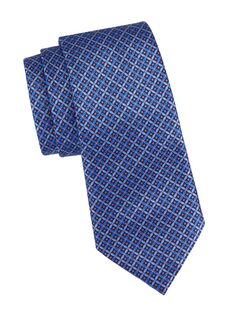 Шелковый галстук с геометрическим принтом ZEGNA, нави
