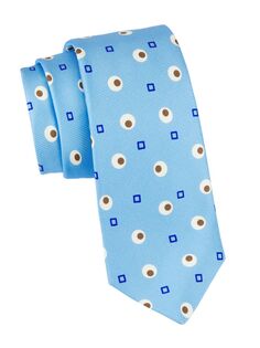 Шелковый галстук с абстрактным принтом Kiton, синий
