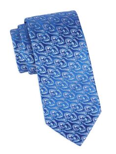 Шелковый галстук с жаккардовым узором &quot;Роза&quot; Charvet, синий