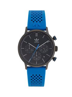 Часы Code 1 Chronograph с силиконовым ремешком adidas, синий