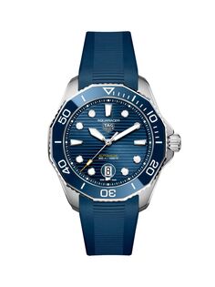 Часы Aquaracer 300 Professional Blue с каучуковым ремешком TAG Heuer, синий