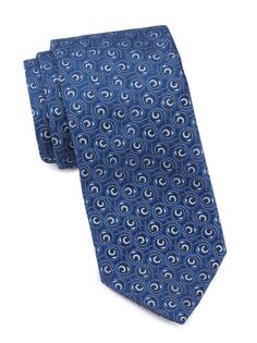 Шелковый галстук с узором Neat Swirl Bean Charvet, синий