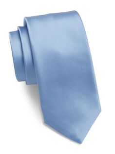 Однотонный шелковый галстук Saks Fifth Avenue, синий