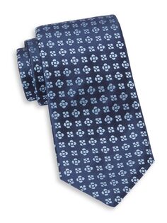 Аккуратный шелковый галстук с геометрическим мотивом Charvet, синий