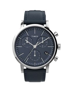 Часы Chicago с хронографом и кожаным ремешком Timex, синий