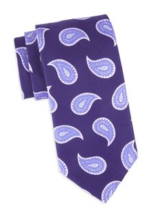 Шелковый галстук с узором пейсли Charvet, синий