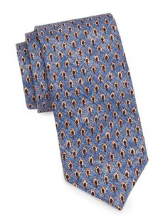 Мини-галстук с принтом деревьев Saks Fifth Avenue, синий