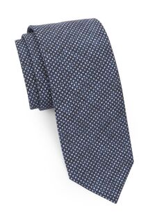 Шелковый галстук с принтом Micro Pinwheel Saks Fifth Avenue, нави