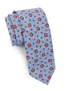 Шелковый галстук с геометрическим принтом Saks Fifth Avenue, синий
