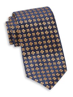 Аккуратный шелковый галстук с геометрическим мотивом Charvet, оранжевый