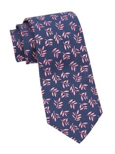 Большой плетеный шелковый галстук из виноградных листьев Charvet, розовый